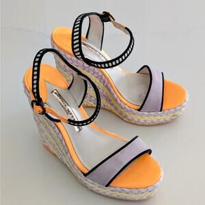 Women's Sophia Webster Lucita Wedge Sandals Multicolor Suede & Leather Size 7